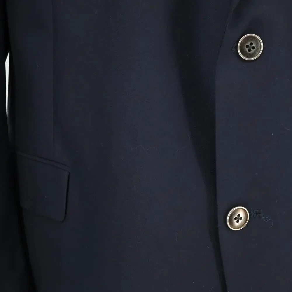 Hart Schaffner Marx Sport Coat Mens 52L Navy Blue Wool Jacket Gold Trumpeter